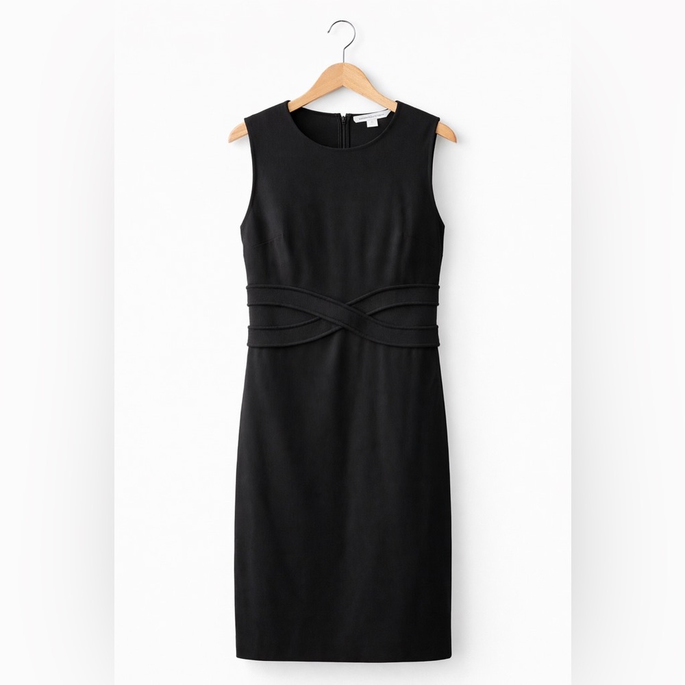 Diane Von Furstenberg DVF Black Knit Midi Sheath Dress Size 12 Bodycon